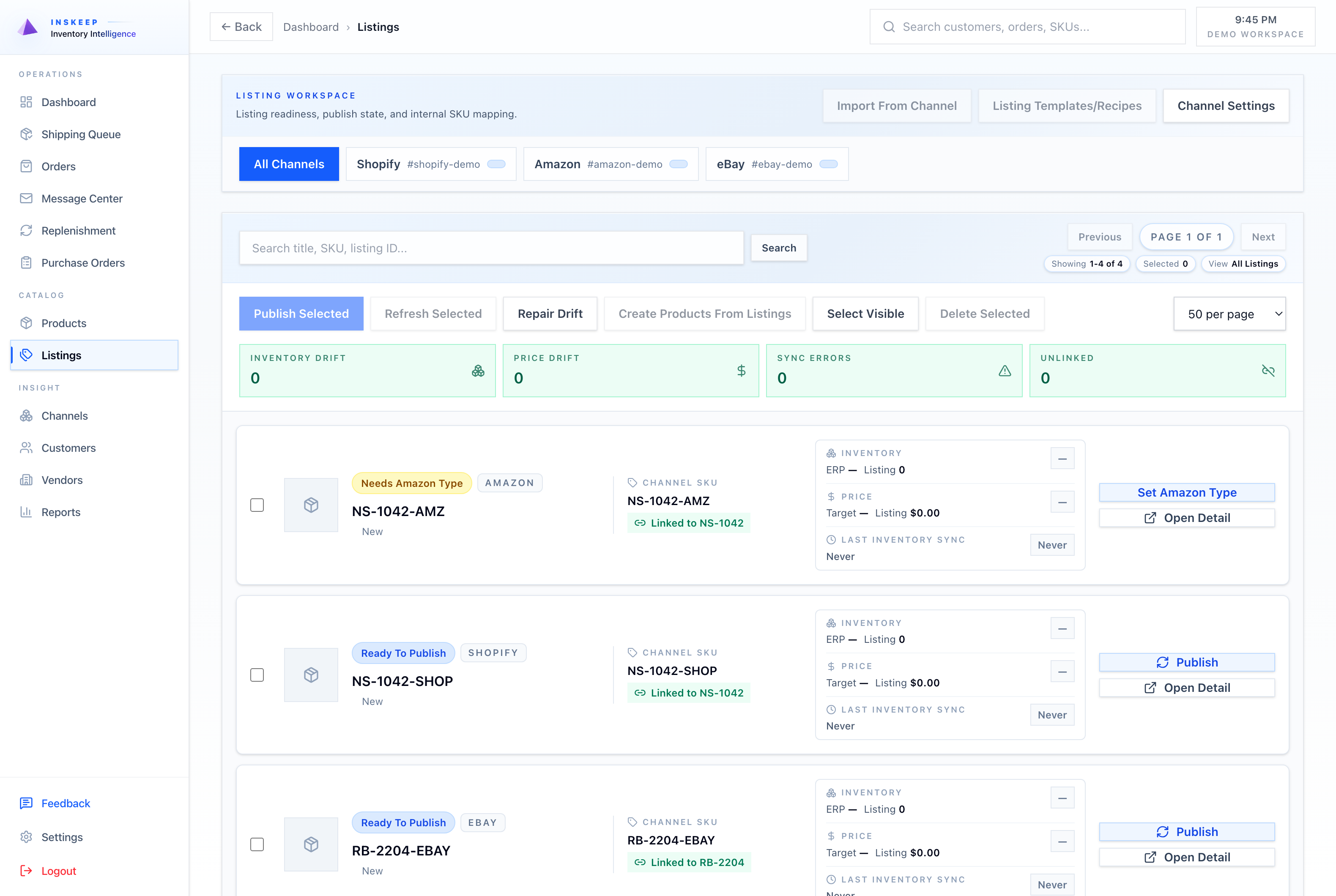 Manage listings in one place